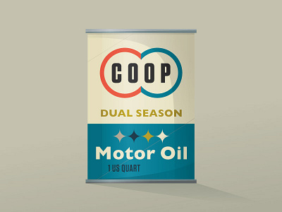 Coop Motor Oil classic illustration packaging still life typography vintage