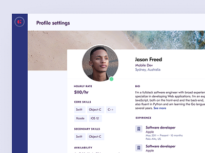 Giggable Product · Professional Side Profile giggable material design product product design profile page ui uiux