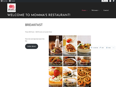 WordPress WebDesign for Momma's Restaurant