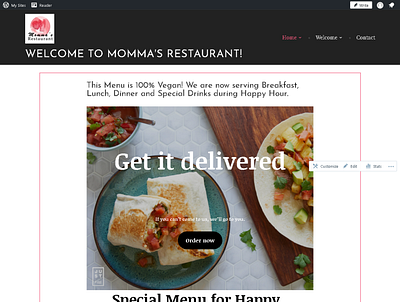 Landing Page Webdesign for Momma's Restaurant branding graphic design logo webdesign wordpress