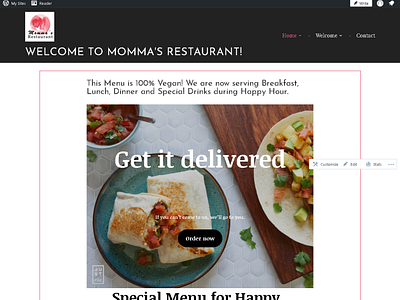 Landing Page Webdesign for Momma's Restaurant