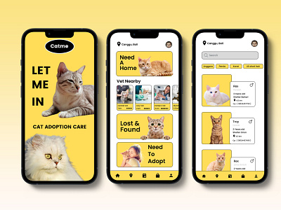 Cat Adoption App app design graphic design illustration mobile app ui ux