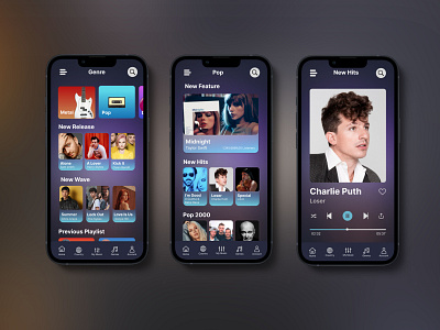 IOS Music App app branding design graphic design illustration mobile app music music application ui ux vector