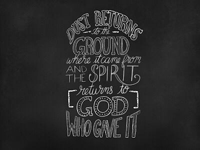 Ecclesiastes 12:7 chalk hand lettering hand type quote scripture