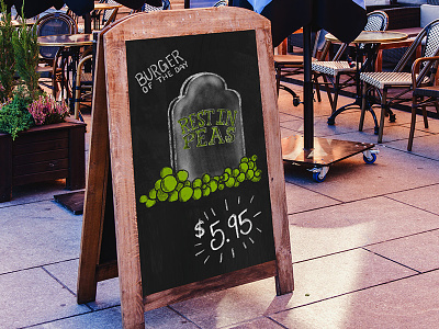 16. Rest In Peas bob belcher bobs burger burger of the day chalk lettering challenge graphic design green hand lettering sandwich sign typography yellow