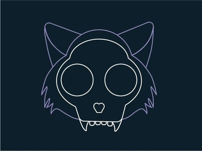 Monoline Cat Skull adorable cat design illustration skull vector