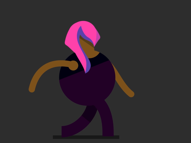 Emo Girl Walk Cycle emo scene burgandy black pink walk cycle walking animation after effects illustration illustrator animation 2d create365 walkcycle animation