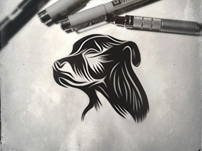 Meet Wessy - logo design animal brand mark dog drawing linocut woodcut style logo design process sketch staffordshire bull terrier wessy собочьей морды