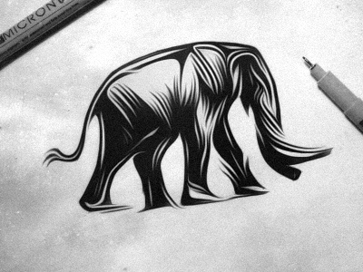 Shuttermuse - Logo Sketch animal brand mark elephant lino cut style logo photography shuttermuse wood cut style
