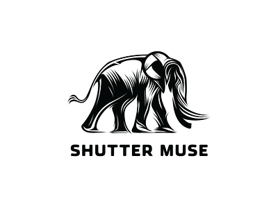 Shuttermuse - Final Logo animal brand mark elephant graphic linocut woodcut style logo shuttermuse vector