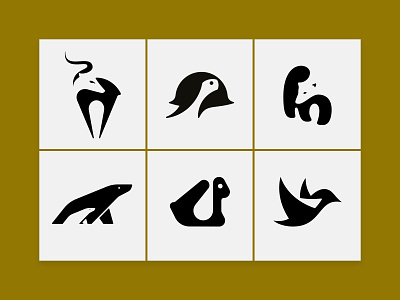 6 negative space animal logos