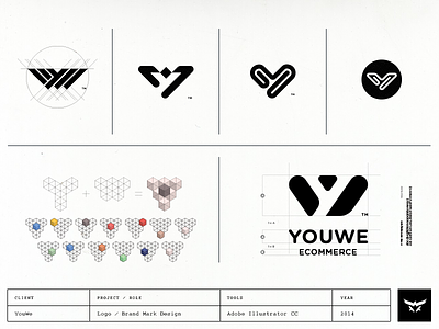 Youwe's logo conceptional process in a nutshell brand identity design brand mark custom logo design logo design logo designer monogram design monograms symbols ui designer ux designer yw
