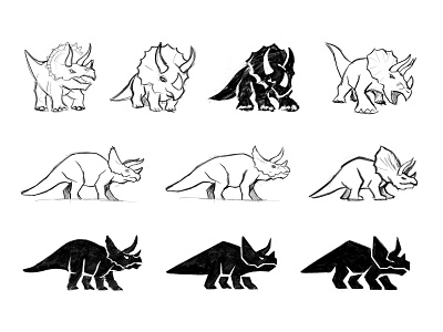 Triceratops sketches animal branding brandmark custom logo design dino dinosaur identity identity designer logo logo design logo designer mark process sketch symbol triceratops