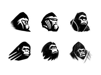 Ape sketches 2 animal animal logo ape branding brandmark case study custom logo design identity identity designer logo logo design logo designer mark monkey process sketches symbol designer