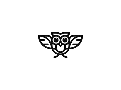 Owly icon illustration little logo monoline owl tiny