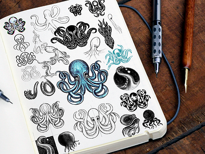 Octopus, squid, kraken logo exploration branding brandmark identity kraken logo logodesign logomark octopus squid