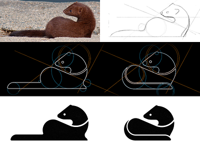 Making of a Mink logo branding brandmark construction ferret geometry grids icon identity logo logodesigner mink otter