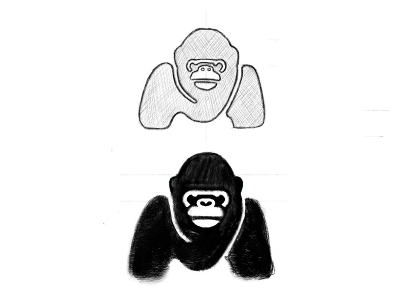 Gorilla + M - rough sketch monogram m animal sketch gorilla mark progress identity branding logo