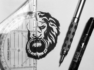 Doorknocker sketch. animal brandmark doorknocker fine liner ink lion logo logo collection mark pencil process sketch