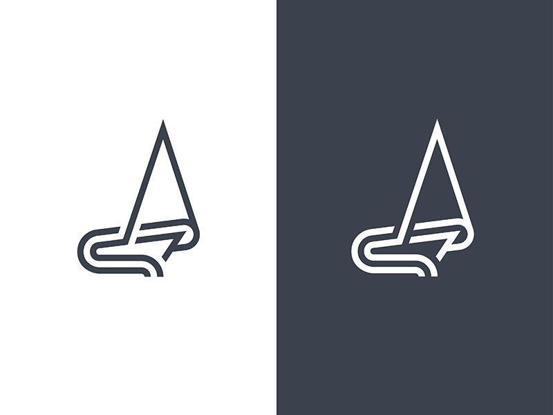 Sails & Skills mark identity brand mark graphic minimalism geometric ship mono line cresk logo
