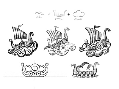 Solid Clouds - sketches brandmark cresk icon logo mark process sketches