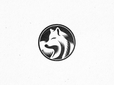 Foxy animal design dire wolf fox foxhound illustration linocut woodcut style logo mammal mark mascot nature vector