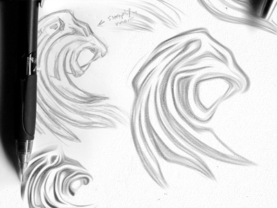 The Cool concepts doodles linocut woodcut style lion lionhead logo pencil sketches tiger