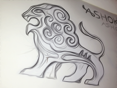 Sarnath Lion Logo Doodle drawing iconic lion logo sarnath sketch