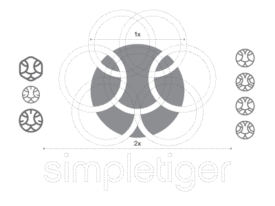 Logo Design Construction for SimpleTiger brandmark construction design divine guidelines guides illustration lines logo mark simple tiger typography