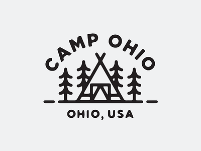 Camp Ohio camp camping hiking illustrator monoline ohio outdoors pine tent trees usa