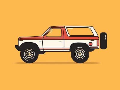 Ford Bronco automobile bronco car flat ford illustration monoline vector vintage