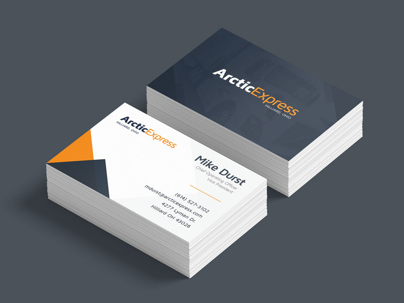 Arctic Express Business Cards branding card business truck trucking logistics ohio columbus orange blue express arctic