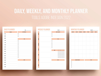 Daily, weekly and monthly planner calendar daily indesign minimalist modern monthly organize pink set planner simple weekly yearly