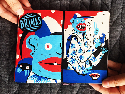 American sketchbook america color creatures drawing drinks illustration krill stupididiotboy teamwork troll