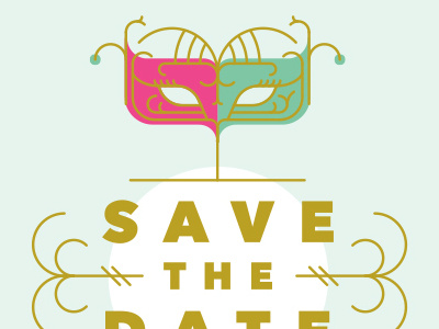 Save the Date gold illustration masks