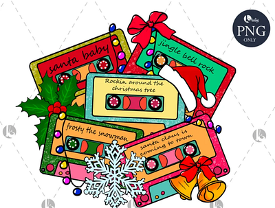 Christmas cassette Tapes Western PNG app branding design graphic design illustration logo typography ui ux vector