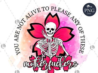 Skull, floral, Not alive to please these haters PNG