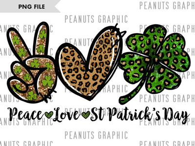 Peace Love St Patrick PNG, St. Patrick's Day Sublimation Design