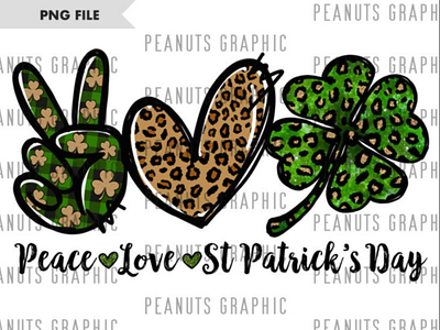 Peace Love St Patrick PNG, St. Patrick's Day Sublimation