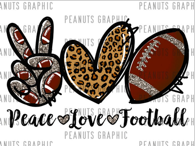 Peace love Football PNG, Sublimation Design, Leopard