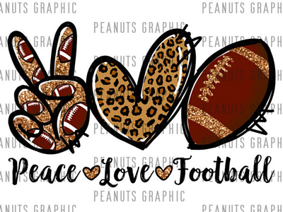 Peace Love Football PNG, Sublimation Design