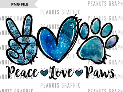 Peace love Paws PNG, Sublimation Design