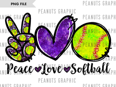 Peace Love Softball PNG, Sublimation Design app branding design graphic design illustration logo typography ui ux vector