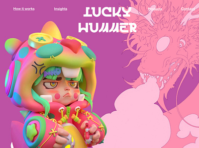 ✌Kawaii dragon website concept✌ 3d character character design concept design dragon girl japan ui ux web design website