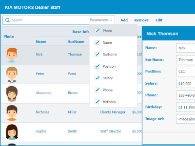 Popup Data Grid edit and search 