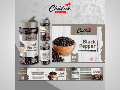 Black Pepper Powder Packet Label Design With Mockup Poster branding graphic design label design logo masala packet design package design packaging design