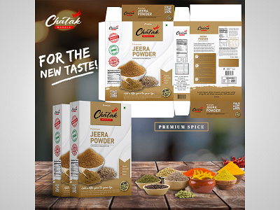 Jeera Powder (Masala) Box Label Design With Mockup , Poster branding graphic design logo masala box design packet design