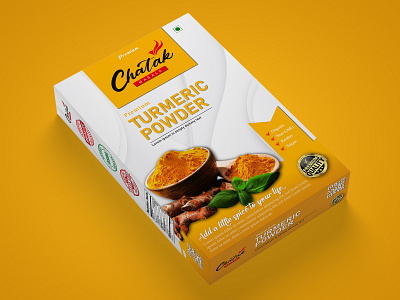 Turmeric Powder (Masala) Box Design And Mockup branding design graphic design label design logo masala box design mockup package design packaging design