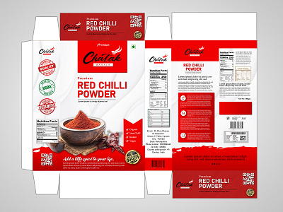 Red Chili Powder (Masala) Box Label Design And Branding branding design graphic design label design logo masala box design mockup package design packaging design ui