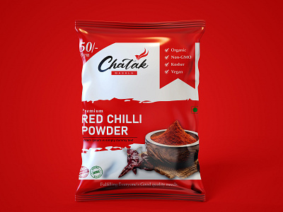 Red Chili Powder (Masala) Pouch Design And Mockup branding design graphic design label design logo masala box design mockup package design packaging design